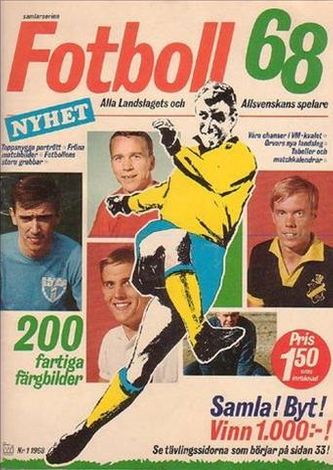 1968 års Fotbollsalbum. Den hårdskjutande landslagsspelaren är Ove Ohlsson.